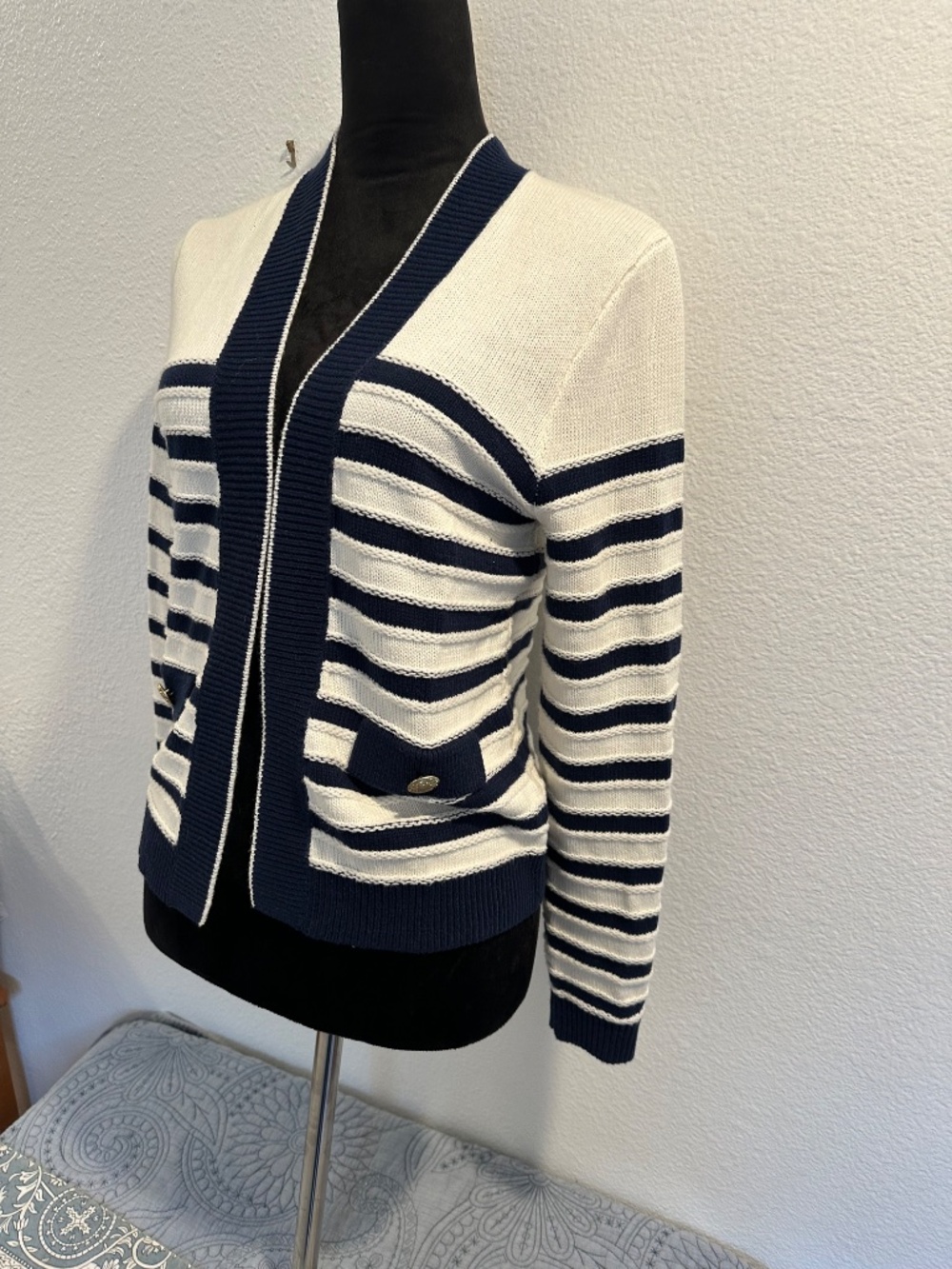 J Crew Blue and white Cardigan. - Picture 5 of 5